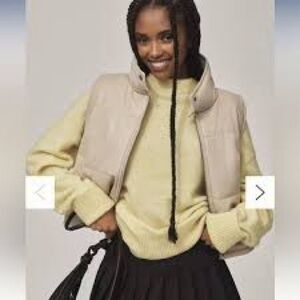 NWT Size L/XL - Anthro Faux-Leather Puffer Vest with Pockets (NWT US$ 98)